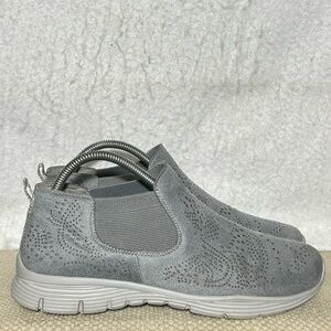 Skechers Womens Grey Seager Rooky Short Slip On Casual Ankle Booties Shoes SZ 9